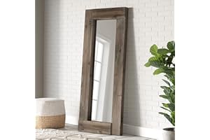 Barnyard Designs Rustic Farmhouse Full Length Mirror - Wood Frame Floor Standing Bedroom Mirror (58" x 24" / Brown)