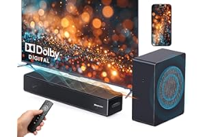 GEOYEAO 2.1 ch Soundbar with subwoofer, Dolby Digital 200W Sound Bars TV Speaker Home Theater Audio Surround Sound System, HDMI eARC/Bluetooth/DSP/Remote Control External Speakers for Smart TVs