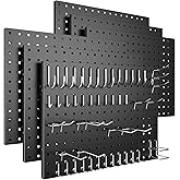 Spampur Peg Board, 6 Pack Metal Pegboard Panels Black Pegboards Wall Organizer with 50 Hooks, Heavy Duty Peg Board for Walls Home, Garage Tool Storage, Office Organization, Craft Room, Kitchen