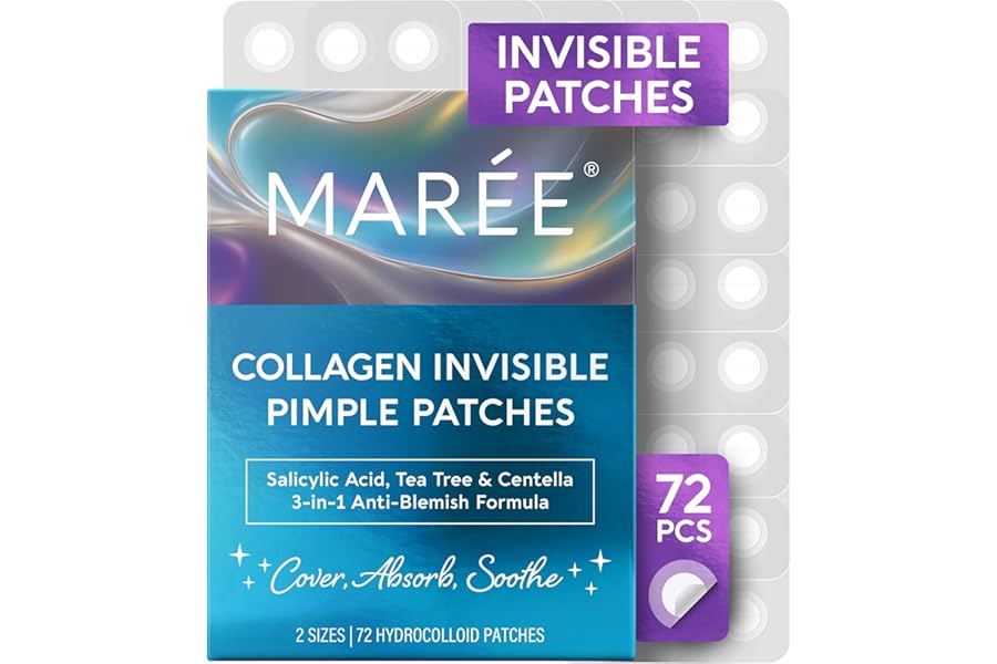 MAREE Invisible Pimple Patches – Clear Pimple Patches for Face – Hydrocolloid Acne Patches Anti Blemish – Zit Stickers for Face – Parches Para Acne – Pinple Zit Patches Pimple Stickers – 72 Dots
