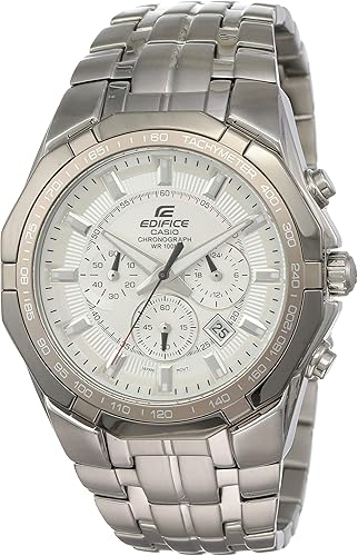 edifice white dial chronograph watch