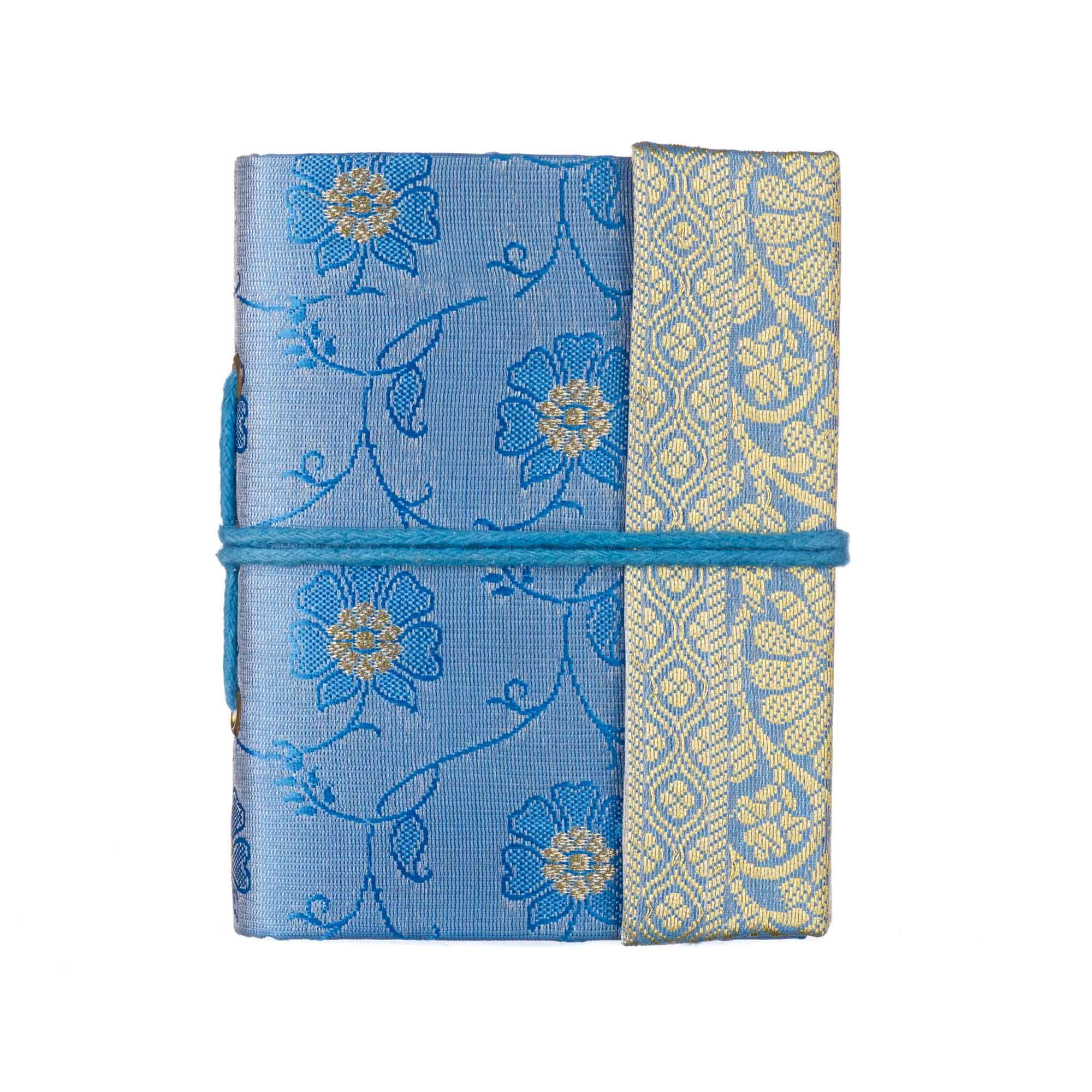 Paper High Handmade Sari Notebook - Mini 8 x 10.5cm - Blue - Unlined Recycled Paper - Pocket Notebook and Diary - Indian Stationery Gift โ image 1
