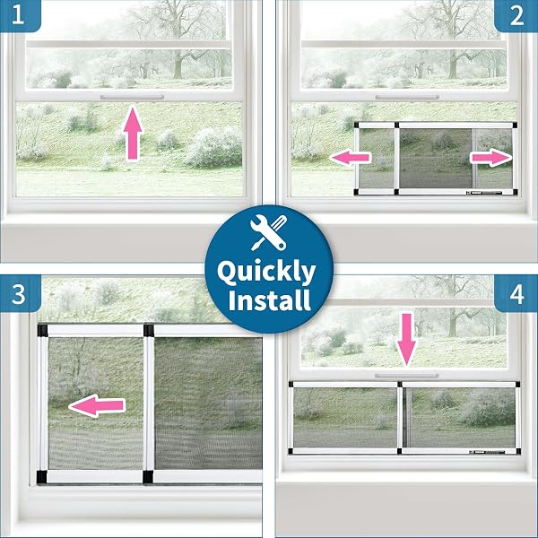 YOOCHEE EXPANDABLE WINDOW SCREEN, 2 PACK ADJUSTABLE WINDOW SCREEN (15″ H X 21″ – 40″ W) – MEDIUM REPLACEMENT WINDOW SCREENS WITH FRAME, DURABLE REPLACEMENT SCREEN FOR WINDOW
