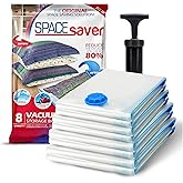 Spacesaver Vacuum Storage Bags with Hand Pump - Vacuum Seal Bags for Clothing, Comforters, Blankets - Reusable Compression Bags for Travel, Moving, Organization - 2S, 2M, 2L, 2XL Sizes - Pack of 8