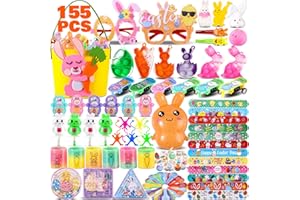 CINLILIAN Easter Party Favors for Kids, 155pcs Easter Egg Fillers,Assorted Toys Bulk for Easter Basket Stuffers Eggs Hunt, Treasure Box Classroom Prizes Pinata Stuffers,Easter Gifts for Boys Girls Toddlers
