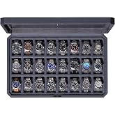 ROTHWELL 24 Slot Watch Case with Lock &ndash; Luxury Watch Box to Display and Organize Your Collection | Real Glass Top | Premium Storage for Collectors (Carbon)