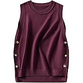 ANRABESS Womens Sweater Vest Summer Sleeveless Crewneck Ribbed Knit Side Button Loose Pullover Tank Tops 2025 Fall Outfits