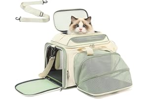 Soft Sided Small Cat/Dog/Pet Carrier, Collapsible Top and Side Expandable Pet Travel Carrier, with Shoulder Strap & Removable