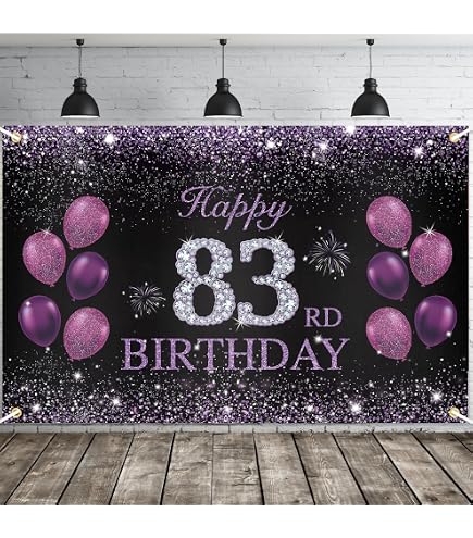 LASKYER Happy 83rd Birthday Door Banner - 'Cheers To 83 Years' Porch Sign, 11x70 Inch, Gold