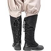 FURPHI Medieval Linen Boot Covers Lacing Pirate Leg Gaiters Renaissance Costume Accessories