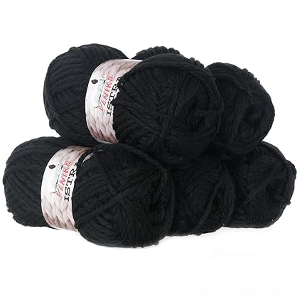 maDDma 500g Strickgarn ISTRA Strick-Wolle Handstrickgarn Uni + Mehrfarbig, dick warm, Farbe:schwarz