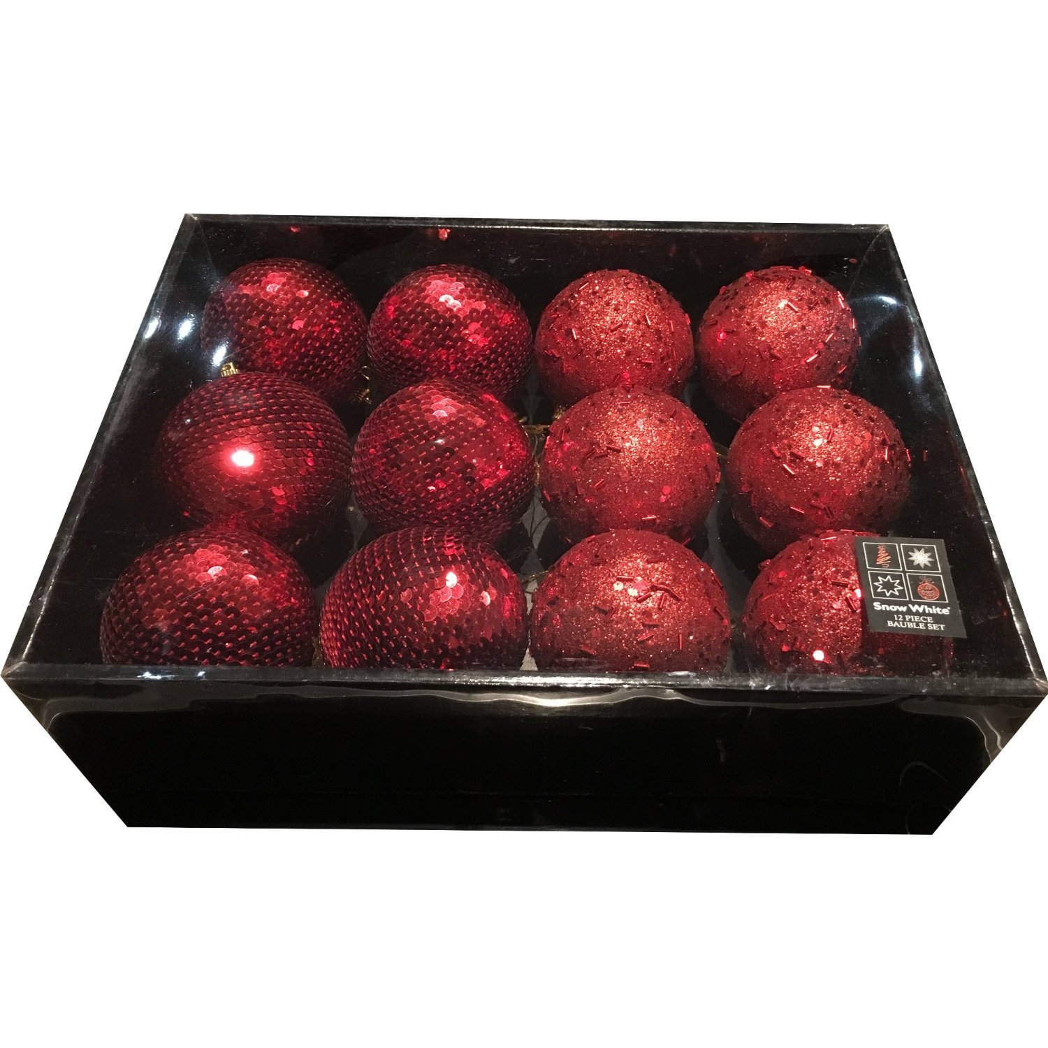 PMS Snow White Luxury Bauble Set of 12 in Red
