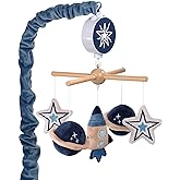 Lambs &amp; Ivy Sky Rocket Planets/Stars Musical Baby Crib Mobile Soother Toy- Blue