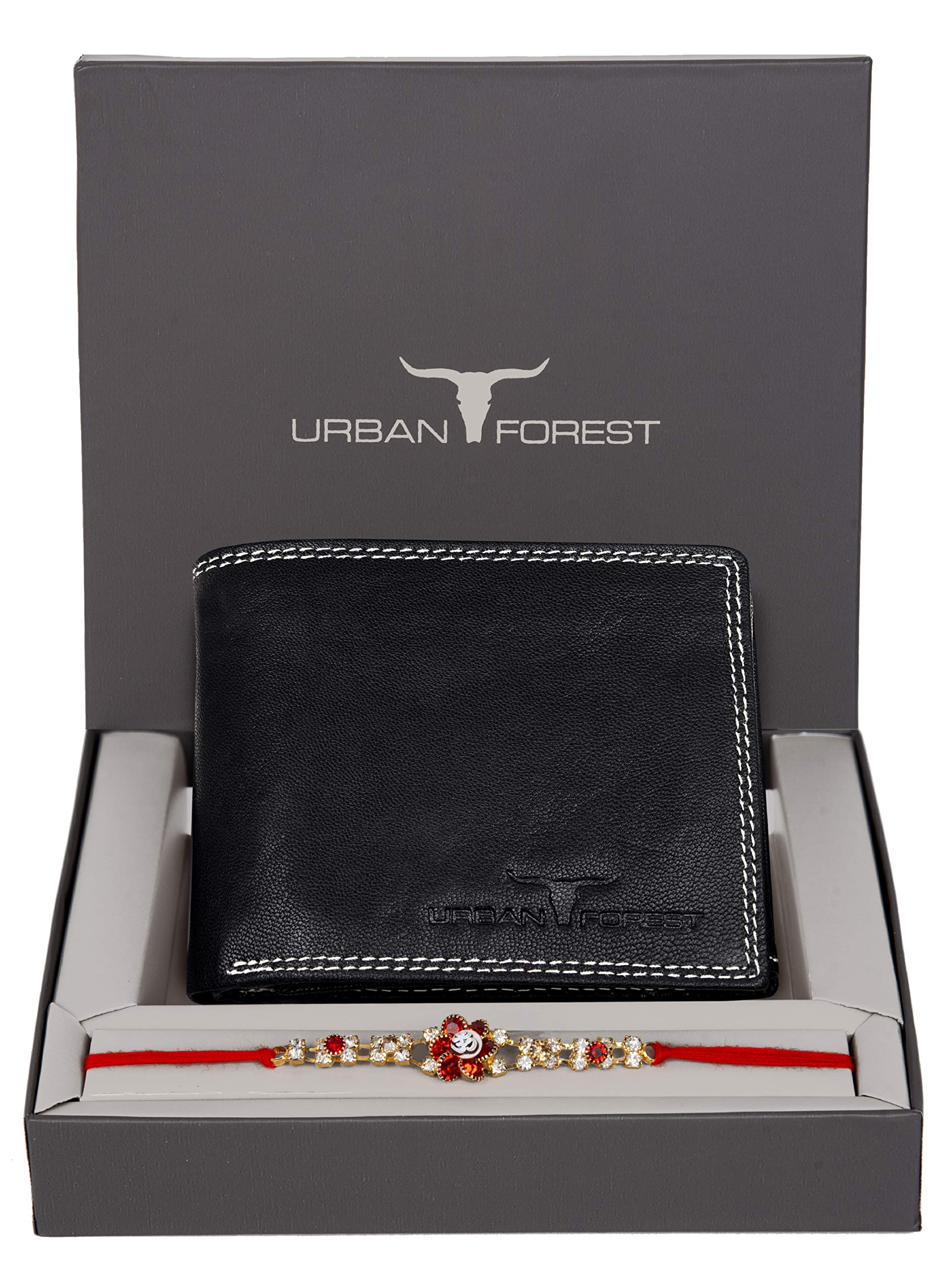 Urban Forest Rakhi Gift Hamper For Brother - Leather Wallet & Rakhi Combo Set, Brown