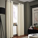 GorgeousHomeLinen 1 PC Ivory Off White #86, length 63" Solid Insulated Foam Backing Lined Heavy Thick Blackout Hotel Quality Grommet Top, Matte Window Curtain Panel
