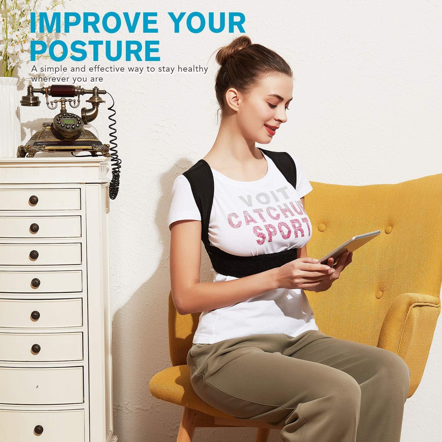 Posture Corrector for Women and Men, Caretras Adjustable Upper Back Brace for Clavicle Support and Providing Pain Relief from Neck, Shoulder, and Upright Back L(31"-37"inch): Health & Personal Care