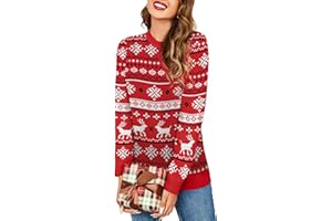 Zeagoo Womens Ugly Christmas Sweater Cute and Funny Christmas Tree Reindeer Knit Pullover Tops for Wintertime Holiday Parties