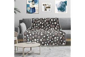 Rezutan Upgraded Dog Blankets for Large Dogs, Dog Cat Flannel Blankets Washable, Soft Pet Mat Throw Cover for Kennel Crate Bed, Cute Paw Pattern, Dog Blanket, Pet Blanket (Grey 40" x 50")