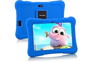 PRITOM 7 inch Tablet, Quad Core Android 10, 32GB, WiFi, Bluetooth, Dual Camera, Educationl, Games,Parental Control, Kids Software Pre-Installed with Case (Dark Blue)