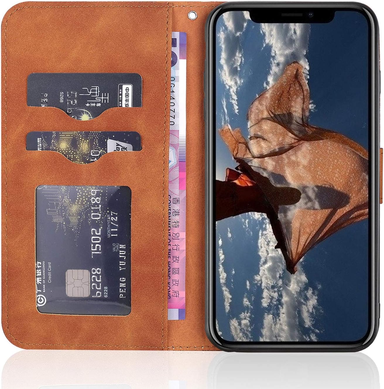 Annuo Wallet Case for Samsung A10/M10(6.2") Folio Case with Card Slots Viewing Stand Tree Pattern Magnetic Phone Case for Samsung Galaxy A10/M10(6.2") Protective Case Leather Shockproof Brown - Image 4
