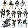 LovesTown 13PCS Military Action Figures, Army Men Toy Set with Weapons Special Force Soldiers Riding on Armored Vehicle for Kids Birthday Gift