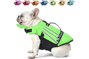 Petglad Dog Life Jacket, Wings Dog Life Vest with Chin Float Rescue Handle for Small Medium Large Dogs, Adjustable High Visibility Flotation Pet Safety Swim Vest for Swimming Boating (Green, XS)