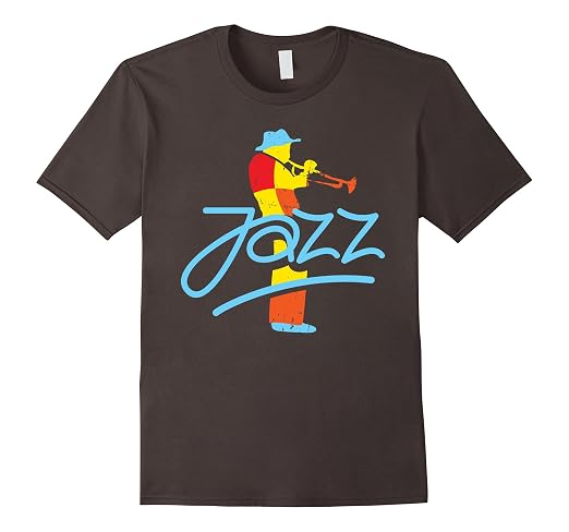 Mens Colorful Jazz Trumpet Musician T-shirt 2XL Asphalt