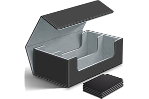 Homthy 1200+ Card Deck Case for Trading Cards, Leather Magnetic Closure Commander Card Storage Box Magic Card Protectors Fit for YuGiOh, MTG and Sport Cards (Grey)