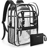 mommore Clear Backpack Heavy Duty Thick PVC Clear Bookbag for School with Pencil Bag Transparent Backpack See-Through Bag