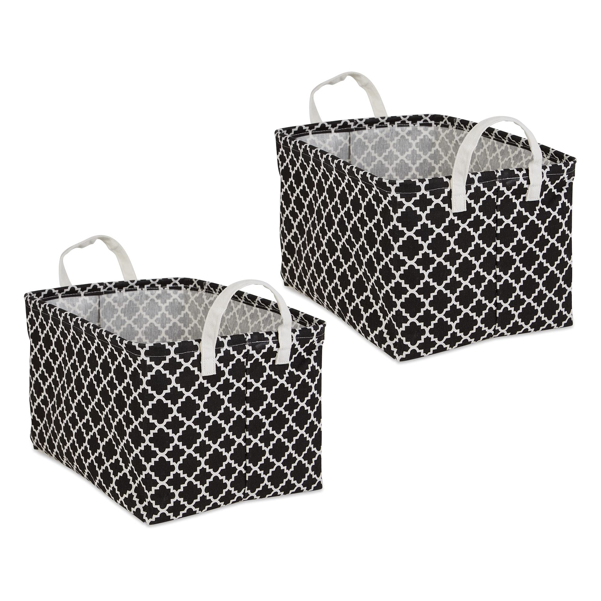 DII Laundry Storage Collection, PE Coated Collapsible Bin with Handles, Black Lattice, Extra-Large Set, 12.5x17.5x10.5