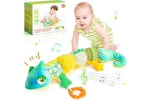 faentwc Baby Toys 0-12 Months Infant Stuffed Animal Musical Toy with Teether, Rattle and Crinkle - Montessori Sensory Toys for 0-3-6-18 Months Boys Girls Activity for Tummy Time Newborn Babies Gifts
