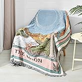 Shesyuki Boho Throw Blanket Reversible Cotton Bohemian Tapestry Hippie Room Decor Double Sided (Boho The Moon 50"x60")