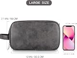 Elviros Water-Resistant PU Leather Toiletry Bag Dark Grey 12 x 6.5 x 6.9 in view 6