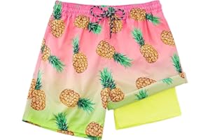 Cozople Boys Swim Trunks Compression Liner Swim Shorts Quick Dry Bathing Suit with Boxer Brief Swimwear 2-20T