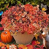 Artificial Mums Outdoor Fake Fall Flowers Decorations for Home,16 Bundles Silk Faux Mum Plants Look Real UV Resistant for Outside,Autumn Decor for Porch,Patio,Front Yard & Planters,Thanksgiving