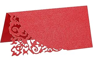 PATIKIL Table Name Place Cards,50Pcs 3.9 x 3.9inch Favor Decor Hollow Design Seat Blank Card for Wedding Party Seating Place 
