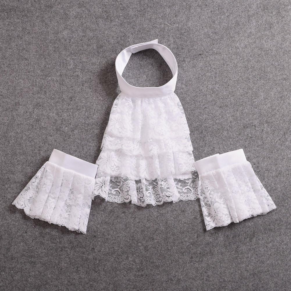 BLESSUME Lace White Jabot Cuffs, L, Big White Jabot Cuffs Set - Image 5