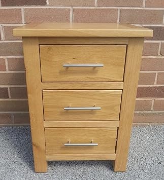 Aspen Bella Oak 3 Drawer Bedside Table Solid Oak Fully Assembled