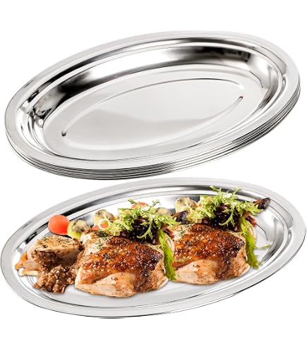 Royal Industries Sizzle Platter Oval – Edelstahl-Platte, 11-3/4'' X 8'', Nachhaltig & Vielseitig Einsetzbar