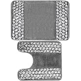PBP Popular Sinatra Silver Bathroom Banded Bath &amp; Contour Rug Set