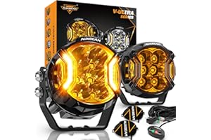Auxbeam V-Ultra Series 3 Inch 108W Amber Fog Light Pods, DRL Function 3 Modes & Protective Covers, 270° Side Shooter Light Bar, Hyper Spot Beam Offroad Lights, for Truck ATV UTV Car Motorcycle, Pair