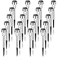 GIGALUMI Solar Lights Outdoor Waterproof, 20 Pack, Stainless Steel LED Solar Garden Lights for Patio, Lawn, Yard and Landscape, Garden Decor Patio Decor, Cold White