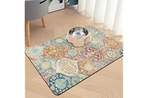USNFHCAW Pet Food Mats for Floor, Absorbent Dog Mat for Food and Water Dispenser Mat, Dog Food Mat Quick Dry Cat Food Mat Pet Supplies