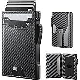 typecase Smart Wallet for Men: Metal Rfid Blocking Card Case, Ultra-Slim Bifold Wallet, Magnetic Card Holder, 9-13 Cards Capacitiy, Smart Popup Wallet for Men with Money Clip - Carbon Fiber