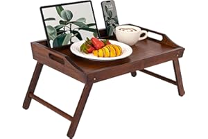 ROSSIE HOME Bamboo Wood Bed Tray, Lap Desk with Phone Holder - Fits up to 15.6 Inch Laptops and Most Tablets - Java - Style No. 78002, Medium