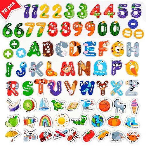 78 PCS Magnetic Letters and Numbers for Toddlers, Fridge Magnets for ...