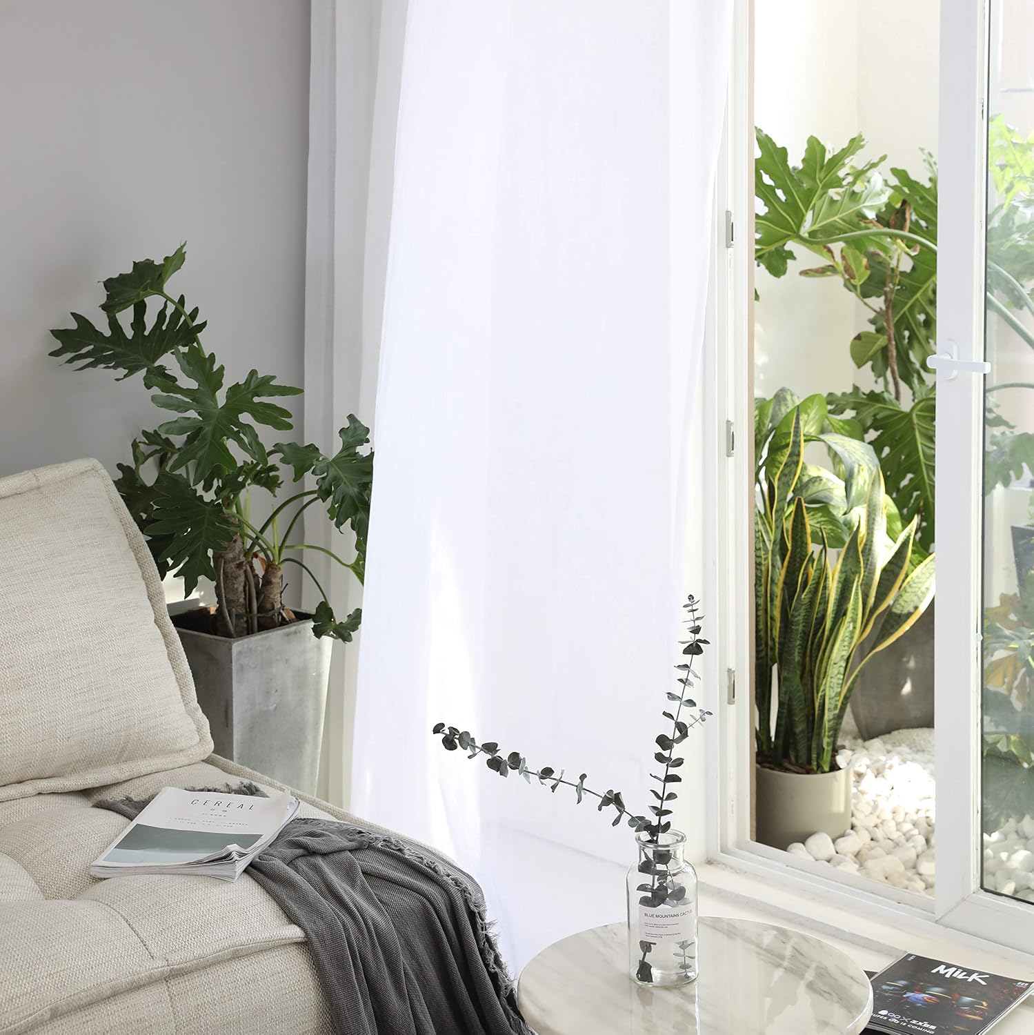 Home Brilliant Window Treatment 84 Inch Drop Set of 2 for Privacy Protected Net Curtains White Sheer Curtains Drapes for Party 84 inches Drop - Image 4