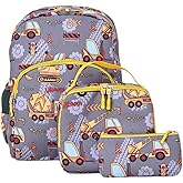 Cokouchyi 3 Pcs Kids Backpack Set with Lunch Box & Pencil Case, Lightweight Preschool Backpack for Boys Age 3-8, Kids Book bag Elementary, Truck Car
