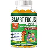 Smart Focus Kids Omega 3 Kids Focus and Attention Supplements, Kids Gummy Vitamins, Concentration & Brain Support Teen Omega 3 Supplement for Children, 60 Gummies