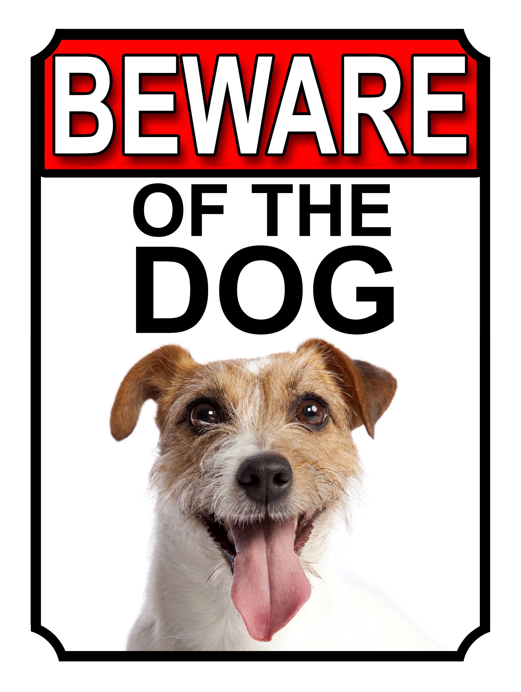 Shawprint Limited BEWARE OF THE DOG METAL GATE SIGN JACK RUSSEL 200MM X 150MM (1142H1)